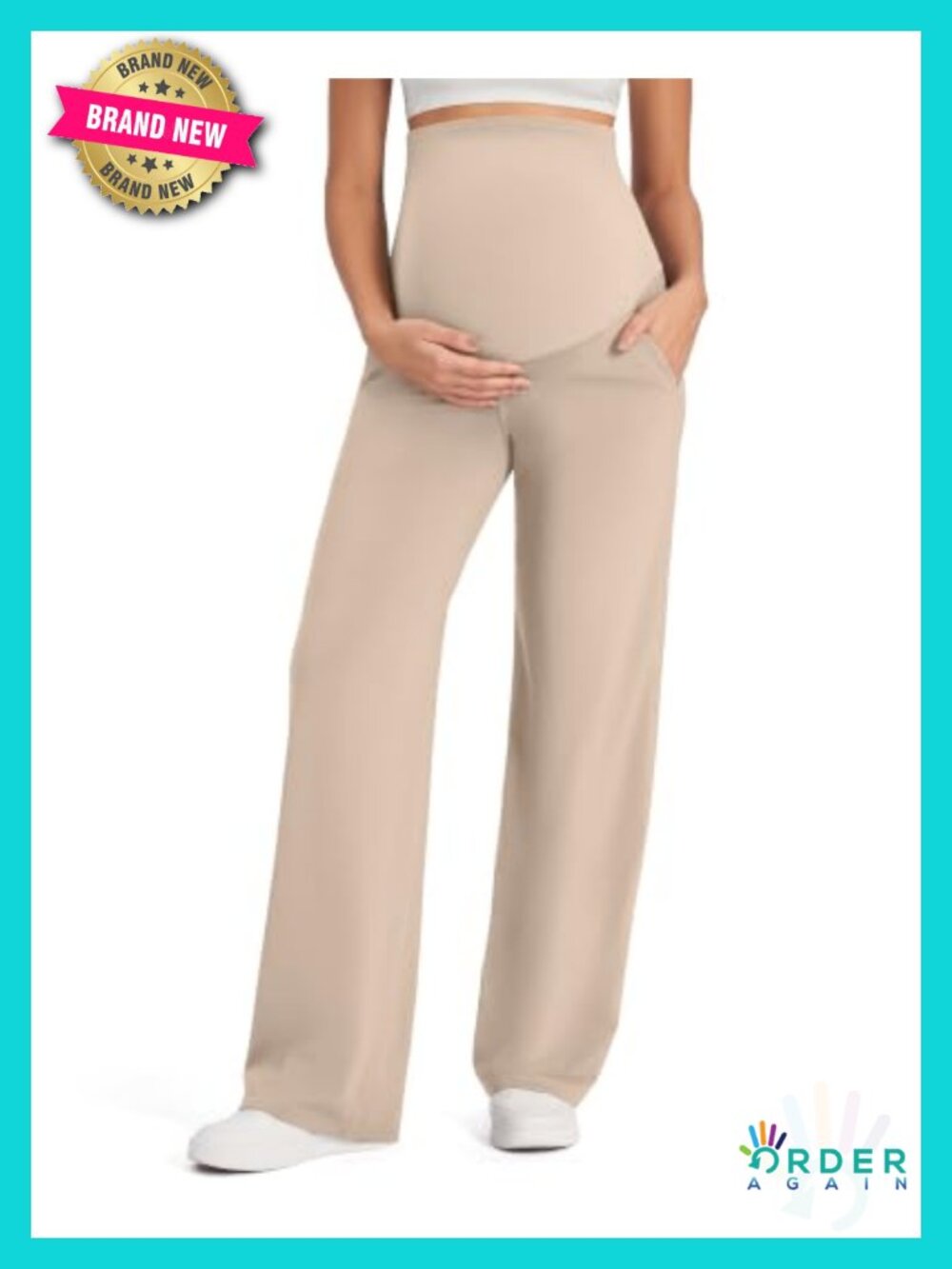 Over the Belly Maternity Pants, Wide Leg Work Trousers, High Stretch Yoga Pants